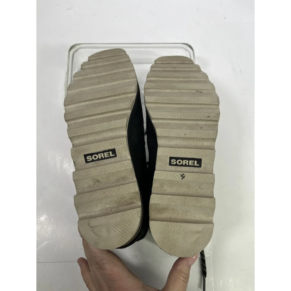 Sorel Boots Ankle Lug Boots Hiking Black Size 8 Suede Sneakchic Water Proof - Picture 10 of 14